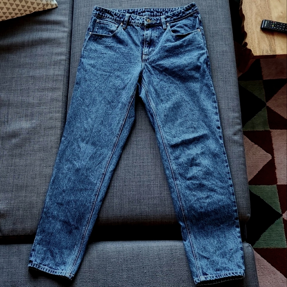 ASOS Design classic rigid jeans in mid stone wash blue
